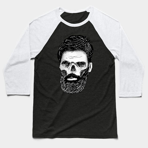 Skull with beard Baseball T-Shirt by DeathAnarchy